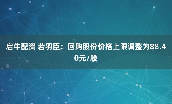 启牛配资 若羽臣：回购股份价格上限调整为88.40元/股